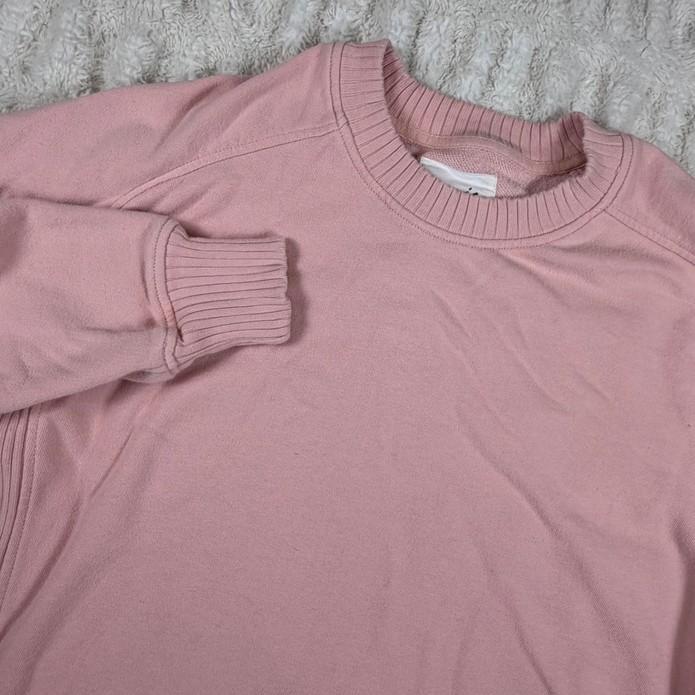Aerie Real Womens Medium Pink Ribbed Side Panel Crewneck Sweatshirt Relaxed Fit